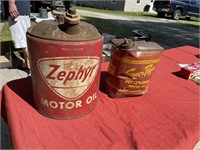 Vintage motor oil cans
