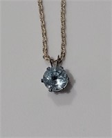 925 Necklace w/ Ice Blue Diamond Pendant