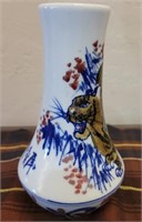 899 -Chinese Blue and White Hand painted Tiger Vas