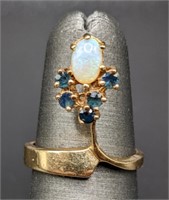 14 Karat Sapphire & Opal Ring