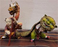 899 - PAIR OF CHINESE DRAGON DANCER FIGURINES T221