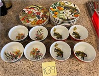 899 -Lots Asian Ceramic Bowls and Plates Dragon an