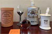 899 - WINE COOLER, GLASS, MORTAR & PESTEL & MORE