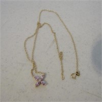 14K Gold Necklace & pendant w/stones.