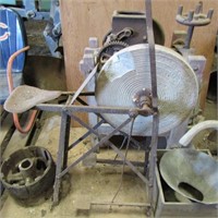 Antique pedal sharpening wheel stone.