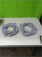 2 new 12" purple floral wreaths