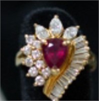 18 Karat Ruby and Diamond Ring