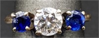 14 Karat Gold Diamond & Sapphire Ring