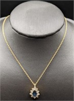 18 Karat Pear Shaped Sapphire Pendant & Necklace