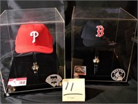 2 Autographed Caps- Steve Carlton, Dwight Evans