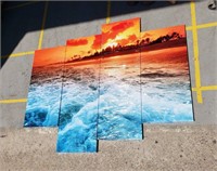Sunset On Beach 4 – Nature 4 Panel Canvas Art Wall