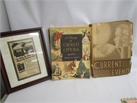 1930's Current Events,Vtg Framed Advertising