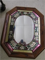 Stained Glass Mirror Wall Hanger 23"x28"
