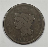 1843 Braided Hair Large Cent Good G