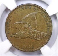 1858 Flying Eagle Cent Small Letters Var. NGC AU58