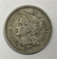 1867 Three Cent Nickel 3cN Very Fine VF