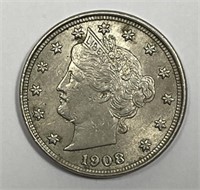 1908 Liberty Head Nickel About Uncirculated AU