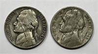 1945 Silver Jefferson Nickel Lamination Error Pair