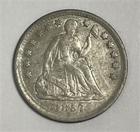1857 Seated Liberty Silver Half Dime Extra Fine XF