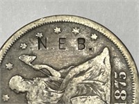 1875-S Twenty Cent Counterstamped N.E.B.