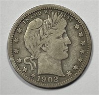 1902-O Barber Silver Quarter Very Fine VF