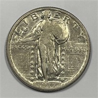 1917 Standing Liberty Silver Ty 2 Quarter VF