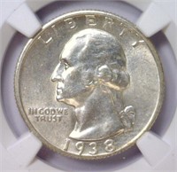 1938-S Washington Silver Quarter NGC AU55