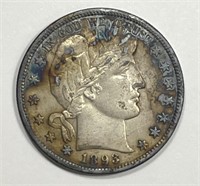 1893 Barber Silver Half About Uncirculated AU Det.