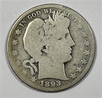 1893-O Barber Silver Half About Good AG