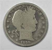 1896 Barber Silver Half About Good AG