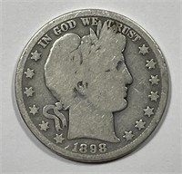 1898-O Barber Silver Half About Good AG