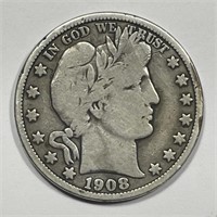 1908-O Barber Silver Half Very Good VG