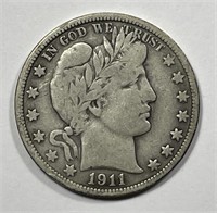 1911 Barber Silver Half Fine F