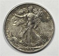 1936-D Walking Liberty Silver Half AU