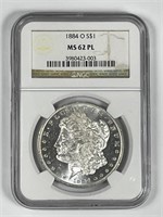 1884-O Morgan Silver $1 NGC MS62 PL