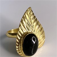 Art Deco Large Gold Leaf Statement Cocktail Ring W