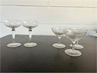 5 etched glass 1950s? Sorbet glasses