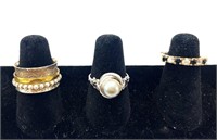 Group of (3) Beautiful Sterling Rings 10g