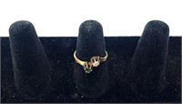 10K Gold Diamond Ring With Gemstone 1.4g