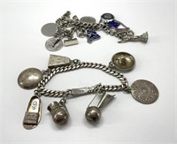 Sterling Silver Charm Bracelets 74.3g
