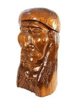 Large Hand-Carved Wooden Native American Head