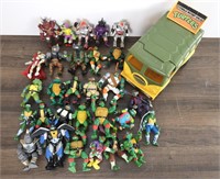 Vintage Teenage Mutant Ninja Turtles Figures & Bus
