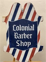 (SR) Two-sided vintage colonial barbershop sign