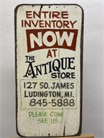 (SR) Wooden painted vintage antique store sign