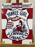Vintage Yankee girl porcelain tobacco sign