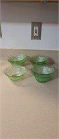 7 vintage green depression glass 5.5 inch pool