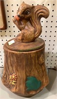 Large ceramic squirrel on a tree stump cookie