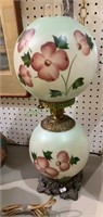 Vintage hand painted electric oil lamp w/painted