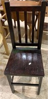 Small stained pine wood child's chair w/14 inch
