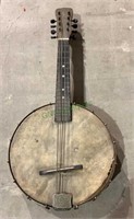 Antique 8 string banjo - wood and metal